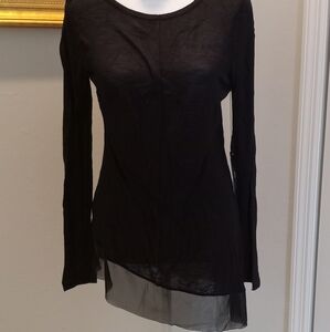 BCBGMaxAzria Black Sheer Blouse
